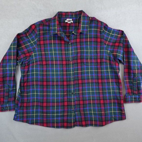 LL Bean Shirt Tartan Plaid Women 3X Plus Relaxed Fit Flannel Button - Picture 1 of 8